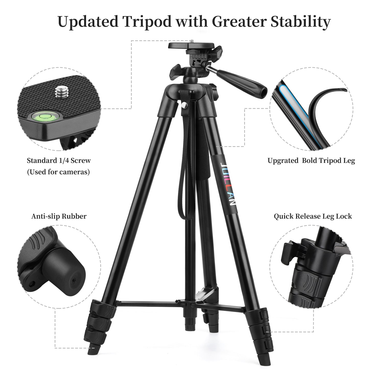 JOILCAN Tripode para Movil 161cm, Trípode para Móviles de Aluminio Extensible con Control Remoto, Palo Selfie Tripode con Soporte para iPhone/Samsung/Android Telefonos/Camara Pequeña(ES)