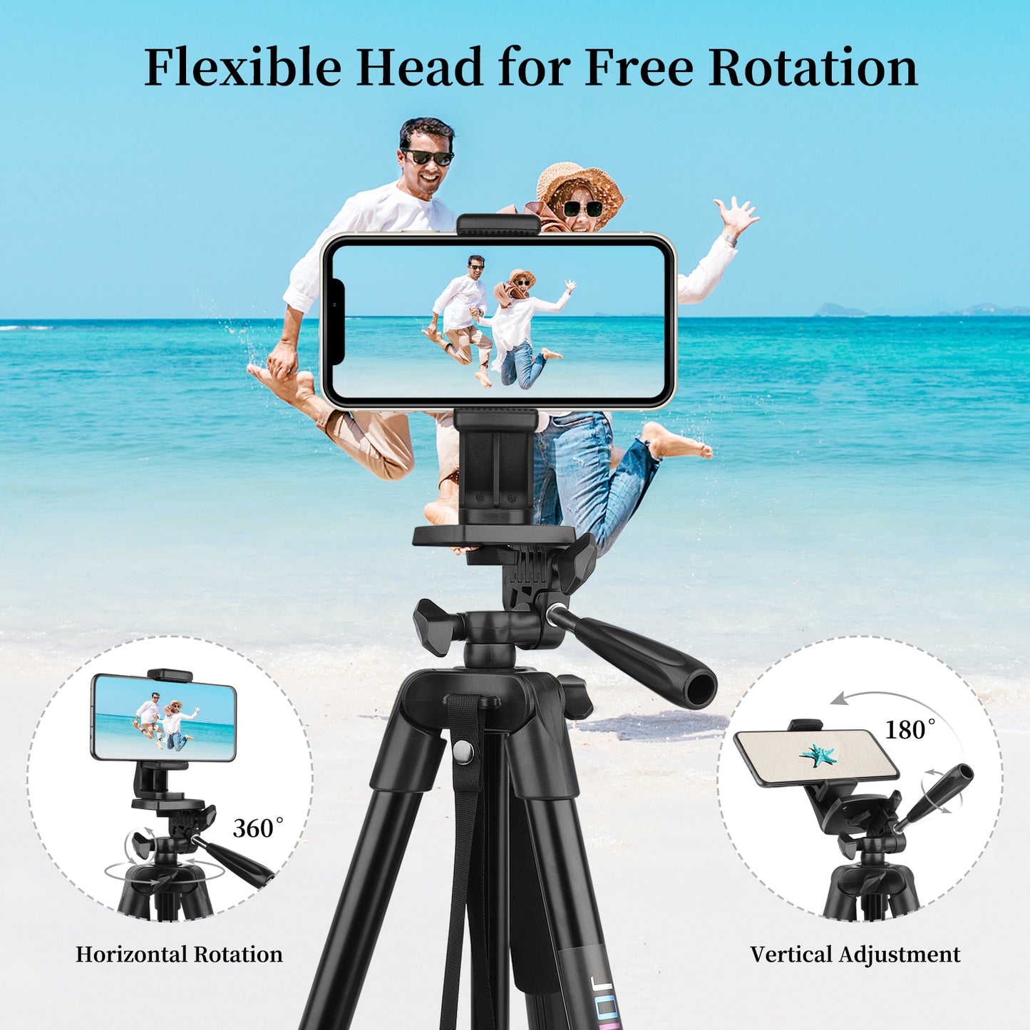 JOILCAN Tripode para Movil 161cm, Trípode para Móviles de Aluminio Extensible con Control Remoto, Palo Selfie Tripode con Soporte para iPhone/Samsung/Android Telefonos/Camara Pequeña(ES)