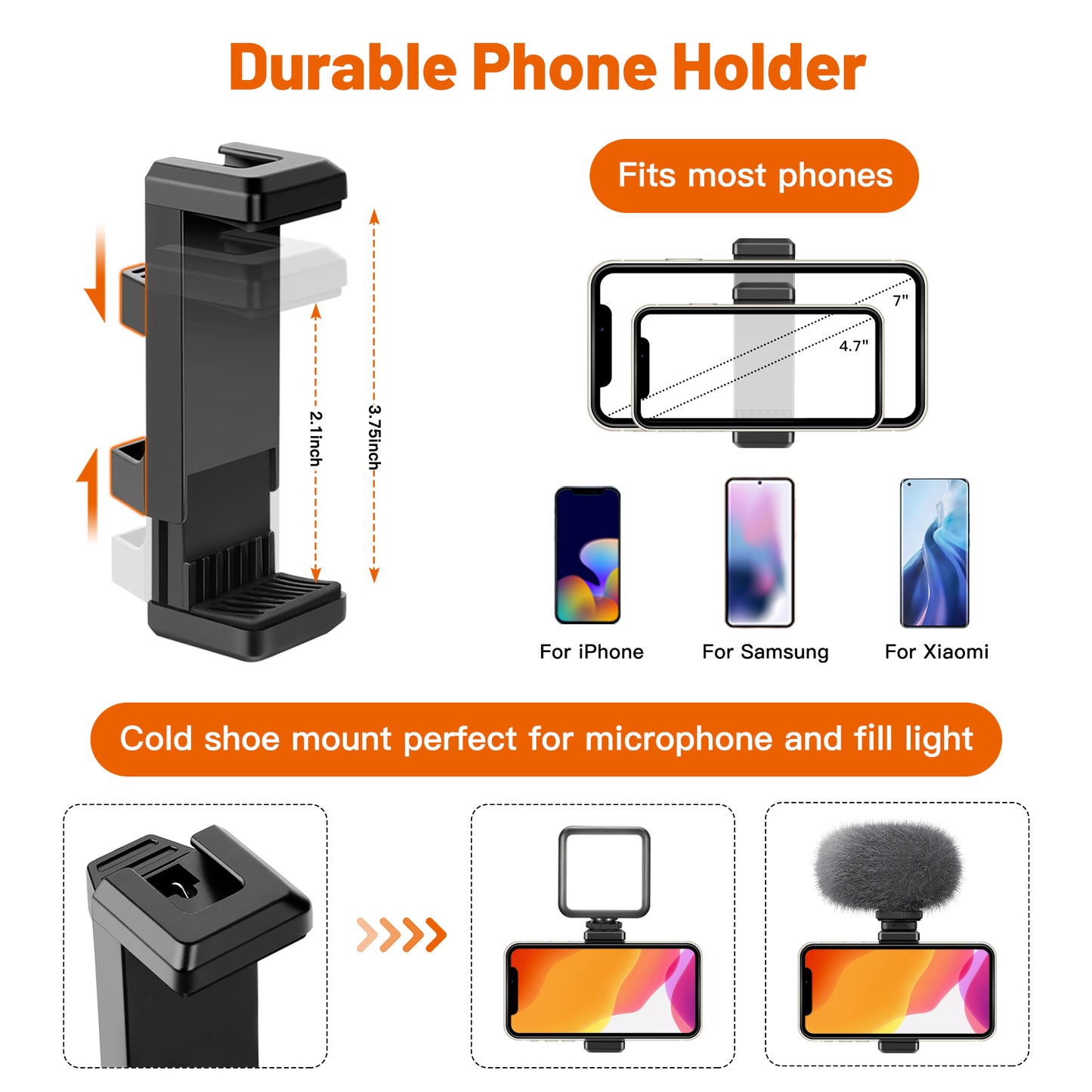 JOILCAN Mini Tripod for Camera, Aluminium 25inch Portable Tripod Stand for iPhone, Lightweight Travel Tripod with Phone Holder & Remote Shutter for Smartphone/DSLR Cameras/Projectors/Video Camcorder(EU)