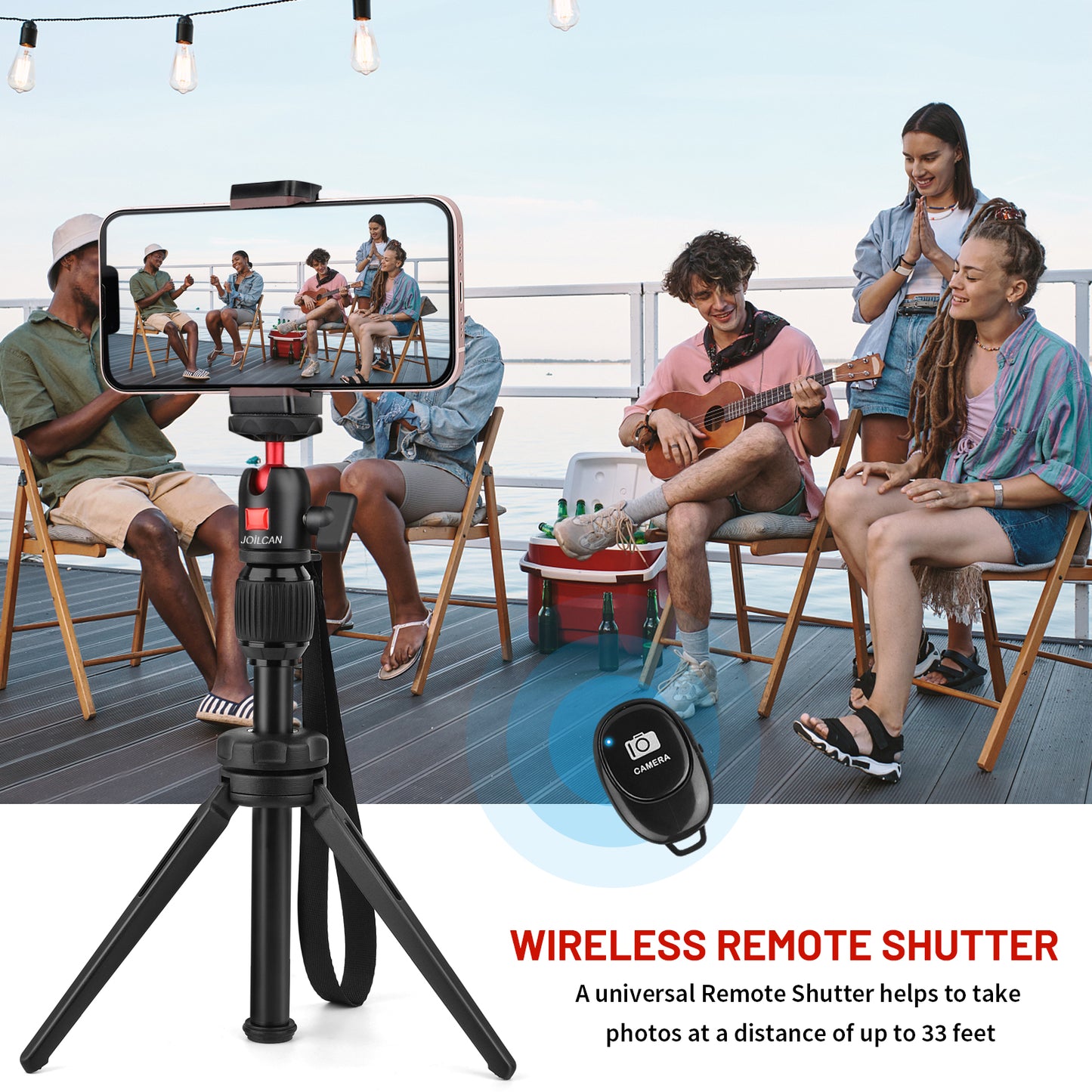 JOILCAN Mini Tripod, Aluminium Portable Desktop Tripod Stand with 360 Degree Ball Head, 1/4 Screw Tabletop Tripod with Selfie Stick for Webcam, Projectors, Compact Camera, Load up to 3 kilograms(EU)