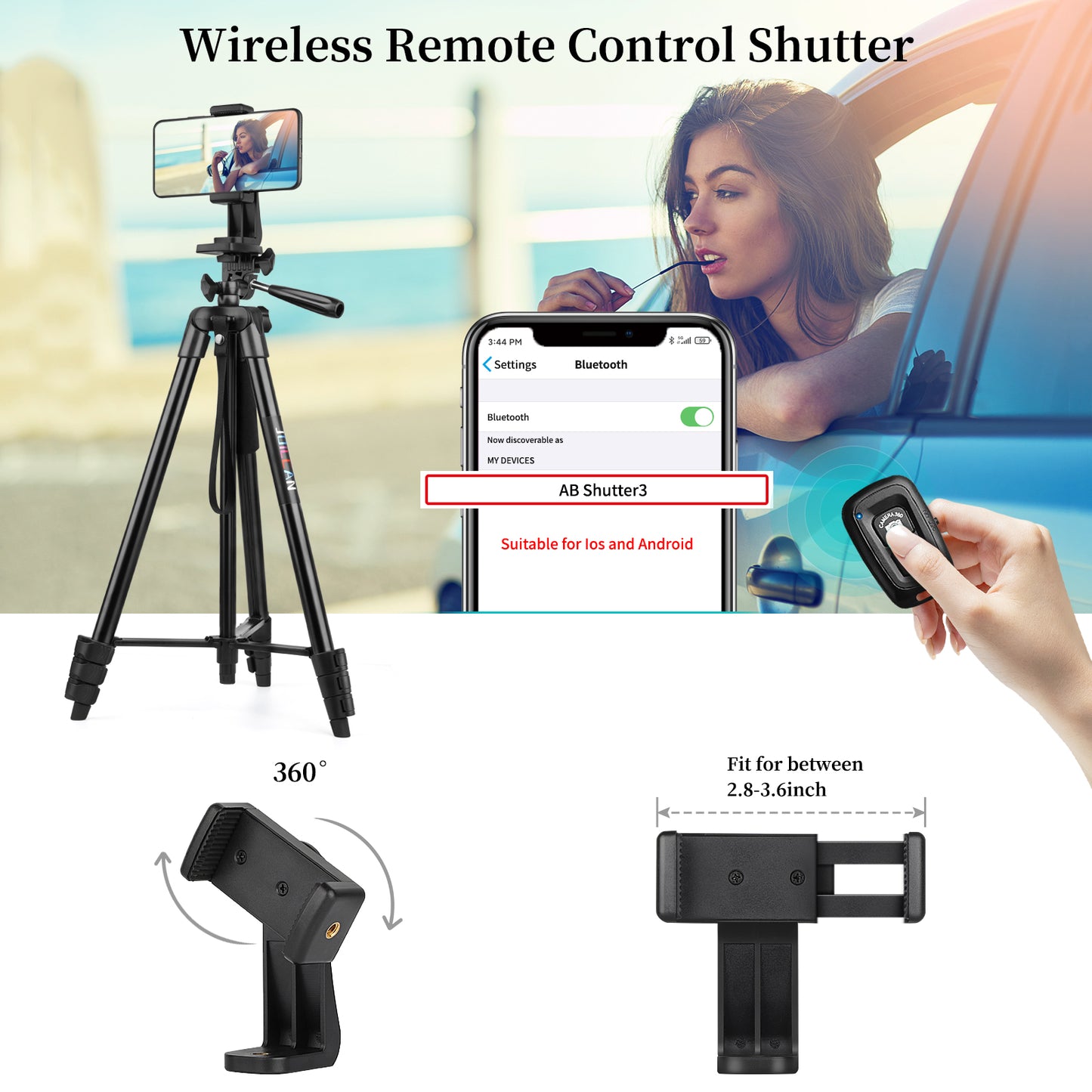 JOILCAN Tripode para Movil 161cm, Trípode para Móviles de Aluminio Extensible con Control Remoto, Palo Selfie Tripode con Soporte para iPhone/Samsung/Android Telefonos/Camara Pequeña(ES)