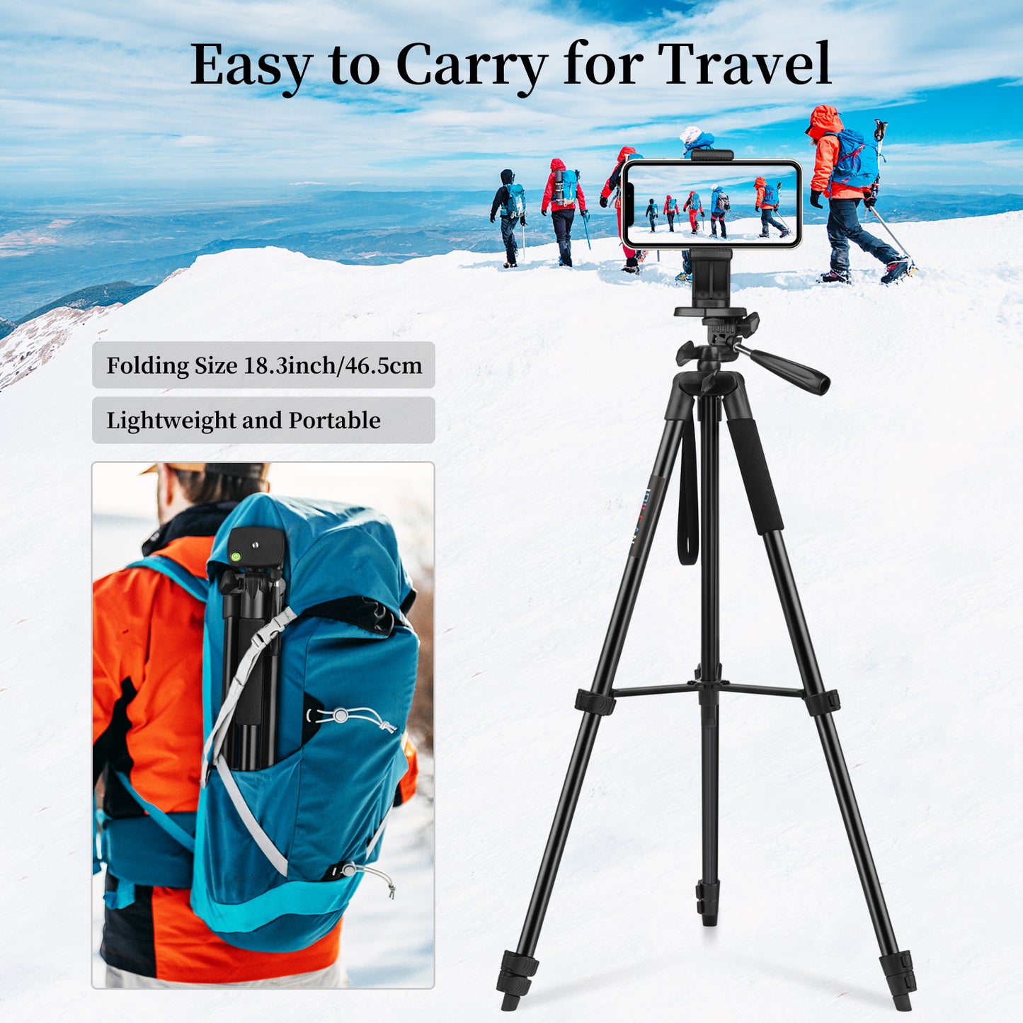 JOILCAN Tripode para Movil 161cm, Trípode para Móviles de Aluminio Extensible con Control Remoto, Palo Selfie Tripode con Soporte para iPhone/Samsung/Android Telefonos/Camara Pequeña(ES)