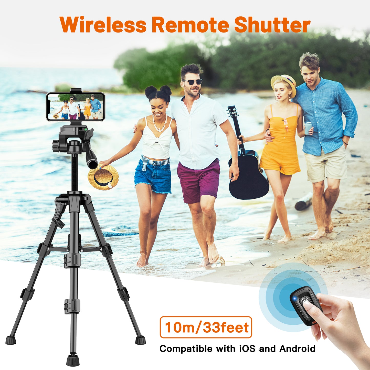 JOILCAN Mini Tripod for Camera, Aluminium 25inch Portable Tripod Stand for iPhone, Lightweight Travel Tripod with Phone Holder & Remote Shutter for Smartphone/DSLR Cameras/Projectors/Video Camcorder(EU)