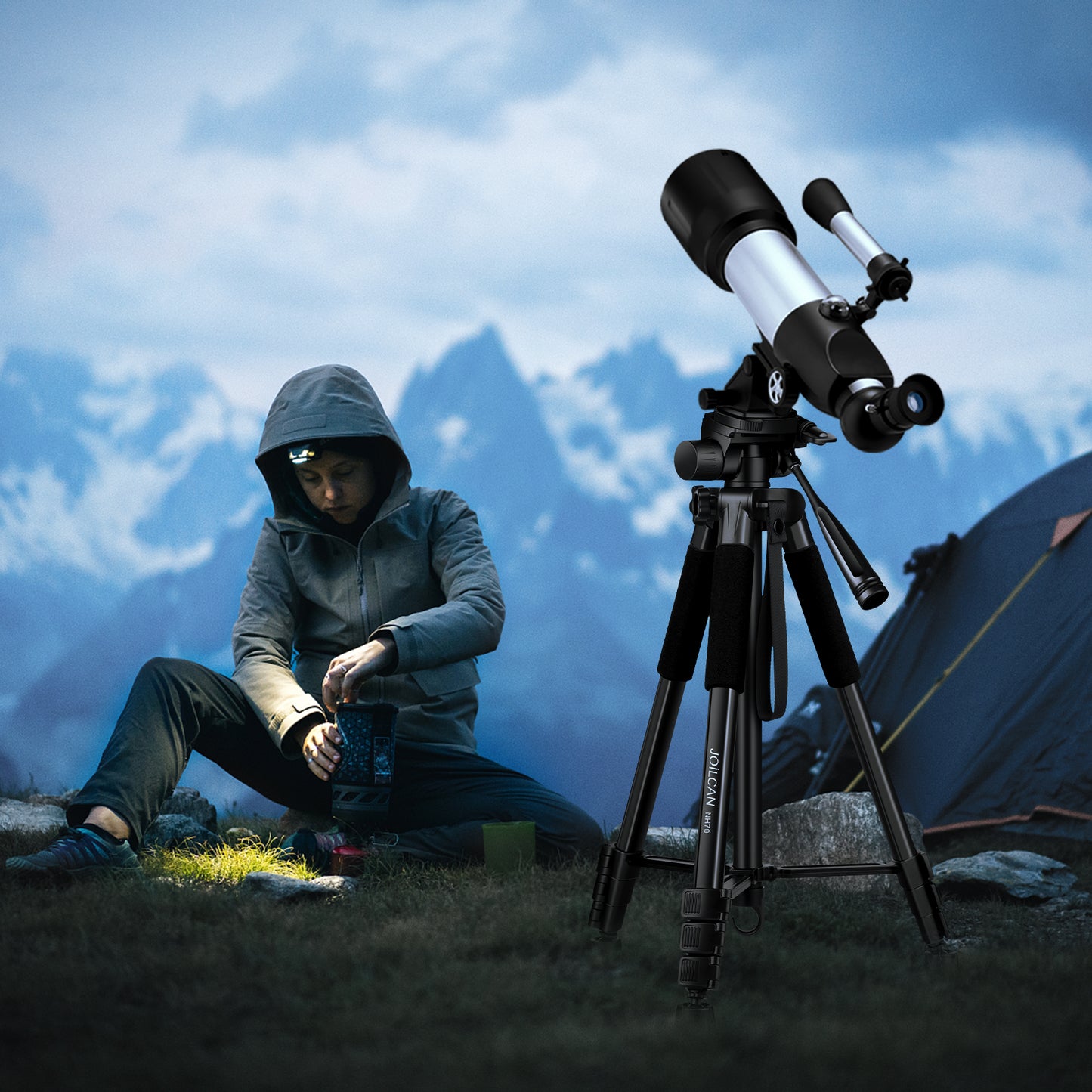 JOILCAN Camera Tripod for Canon Nikon Sony, 65" Aluminum Alloy Tripod Stand with Detachable Head & Phone Holder & Carry Bag, Lightweight DSLR Tripod for Smartphone/Vlog/Streaming, Max Load 5.5kg(EU)