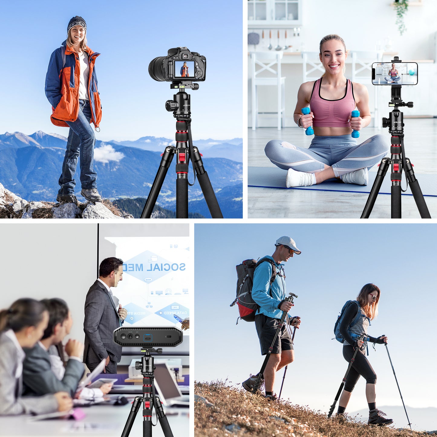JOILCAN 74" Camera Tripod & Monopod, Aluminum Tripod with Metal Ball Head & Phone Holder, Travel Lightweight Tripod Stand for Canon/Nikon/Sony/DSLR Camera/Smartphone, Load Capacity 13.6kg/30lbs(EU)