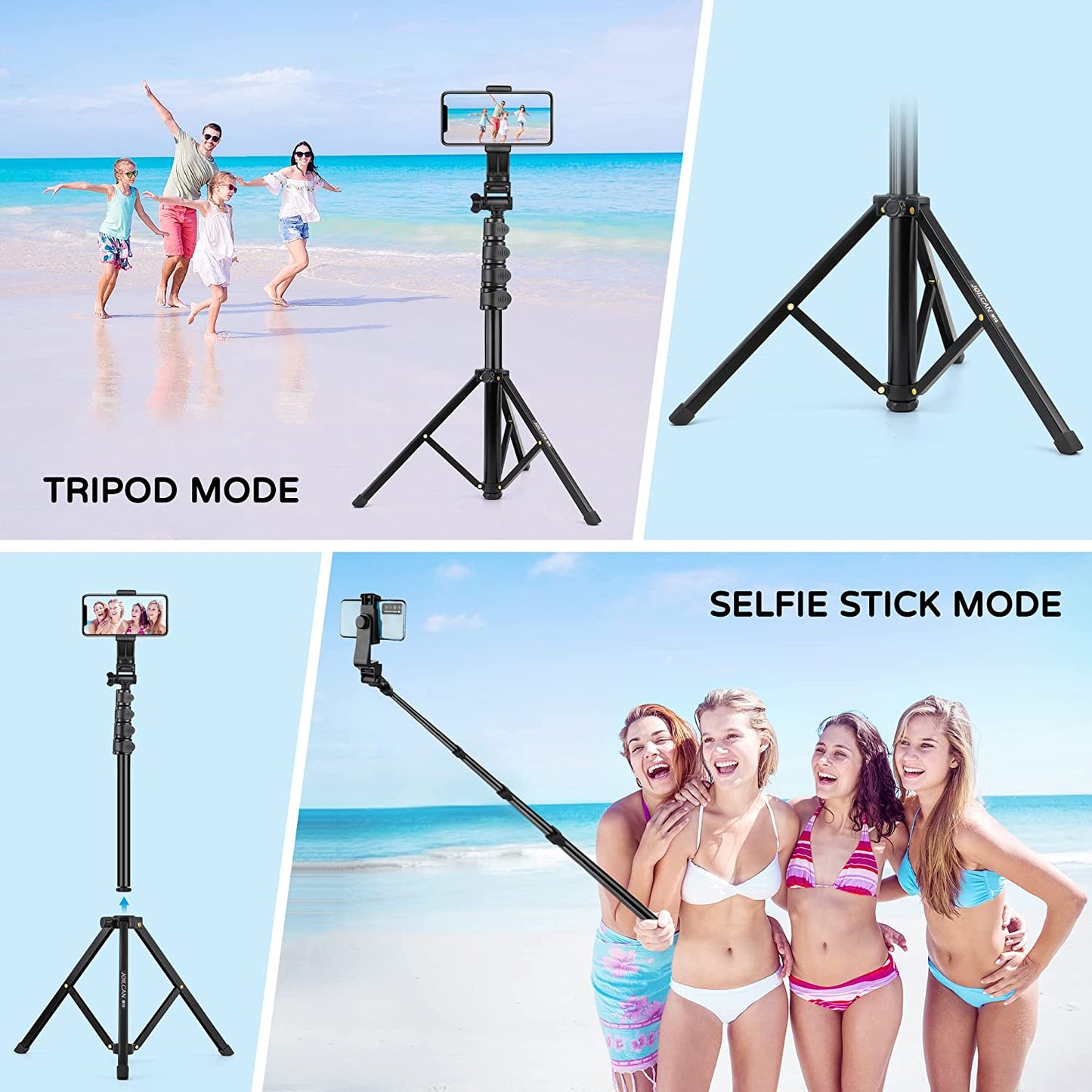 JOILCAN Phone Tripod, 70" Extendable Selfie Stick Tripod for iPhone with Wireless Remote Shutter, Lightweight Portable Camera Tripod with Phone Holder, Compatible with iOS/ Android/ Small Camera(EU)