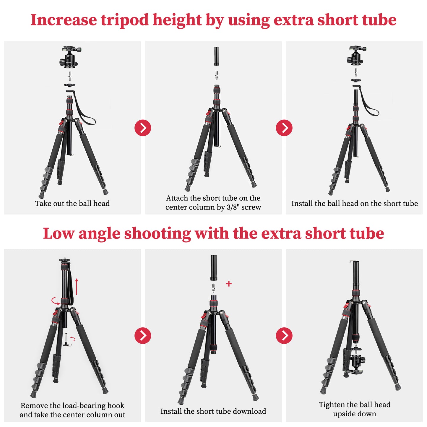 JOILCAN 74" Camera Tripod & Monopod, Aluminum Tripod with Metal Ball Head & Phone Holder, Travel Lightweight Tripod Stand for Canon/Nikon/Sony/DSLR Camera/Smartphone, Load Capacity 13.6kg/30lbs(EU)