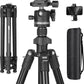 JOILCAN 66" Camera Tripod, Lightweight Travel Tripod with 360° Ball Head & Phone Holder, 22lbs Max Load for DSLR, Camera, Phone, Video & Photography (Grey)（US）