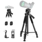 Spotting Scope Tripod, 67" Binocular Tripod with Binocular Adapter, 2 QR Plates, Phone/Tablet Holder & Travel Bag, Compatible with Camera/Phone for Bird Watching, Wildlife Observing(US)