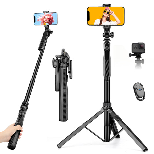 JOILCAN 70" Cell Phone Selfie Stick Tripod, Extendable Mobile Phone Tripod with Remote, Portable Smartphone Tripod Stand with Anti-Shake Handle, Selfie Monopod Compatible with iPhone/Samsung/Huawei(EU)