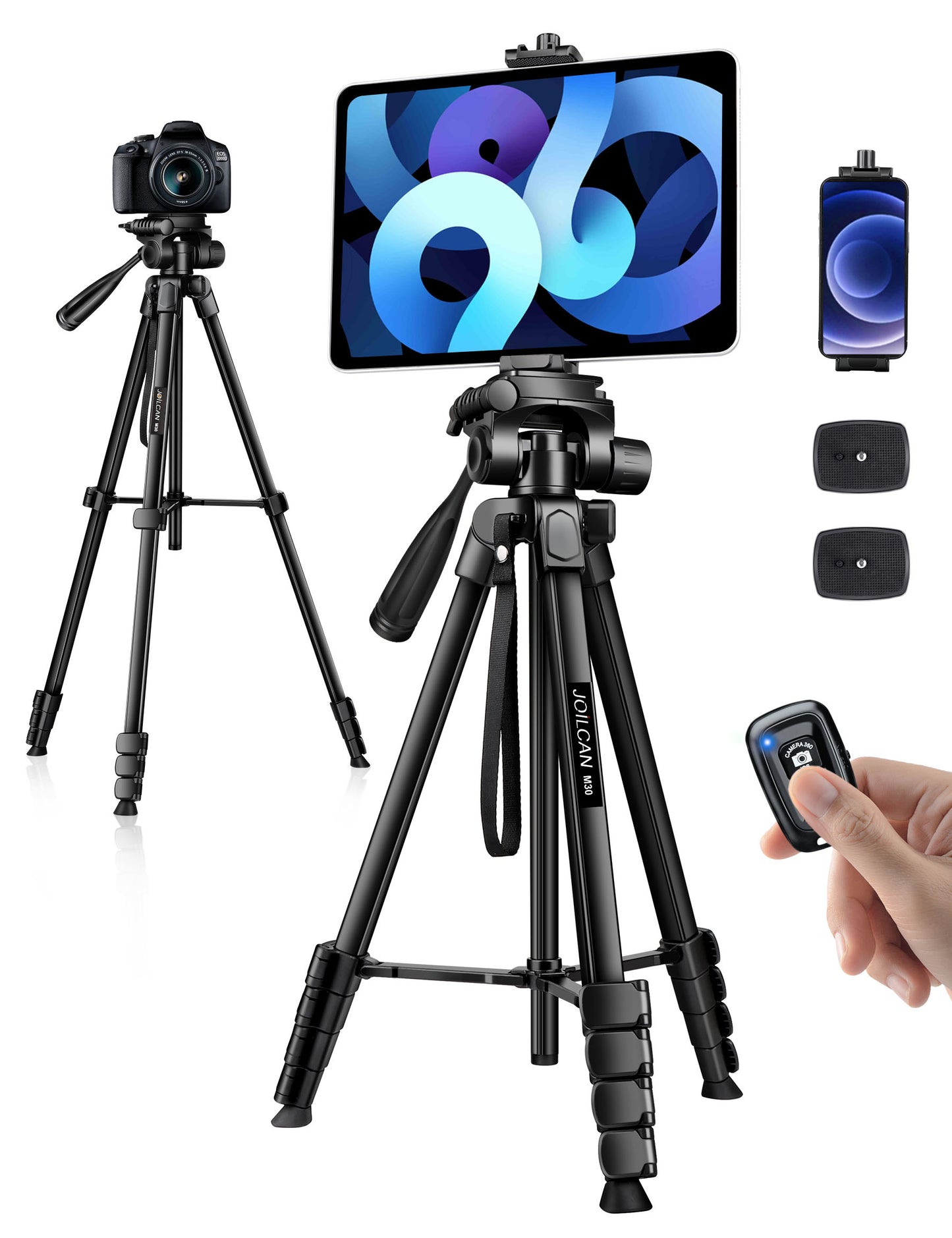JOILCAN Phone Tripod Stand, 68" Tripod for iPad iPhone Tablet with Remote Universal Holder Carry Bag, Travel Aluminum Tripod for Video Recording Photos Vlogging Compatible with iPad Pro iPhone Camera(US)