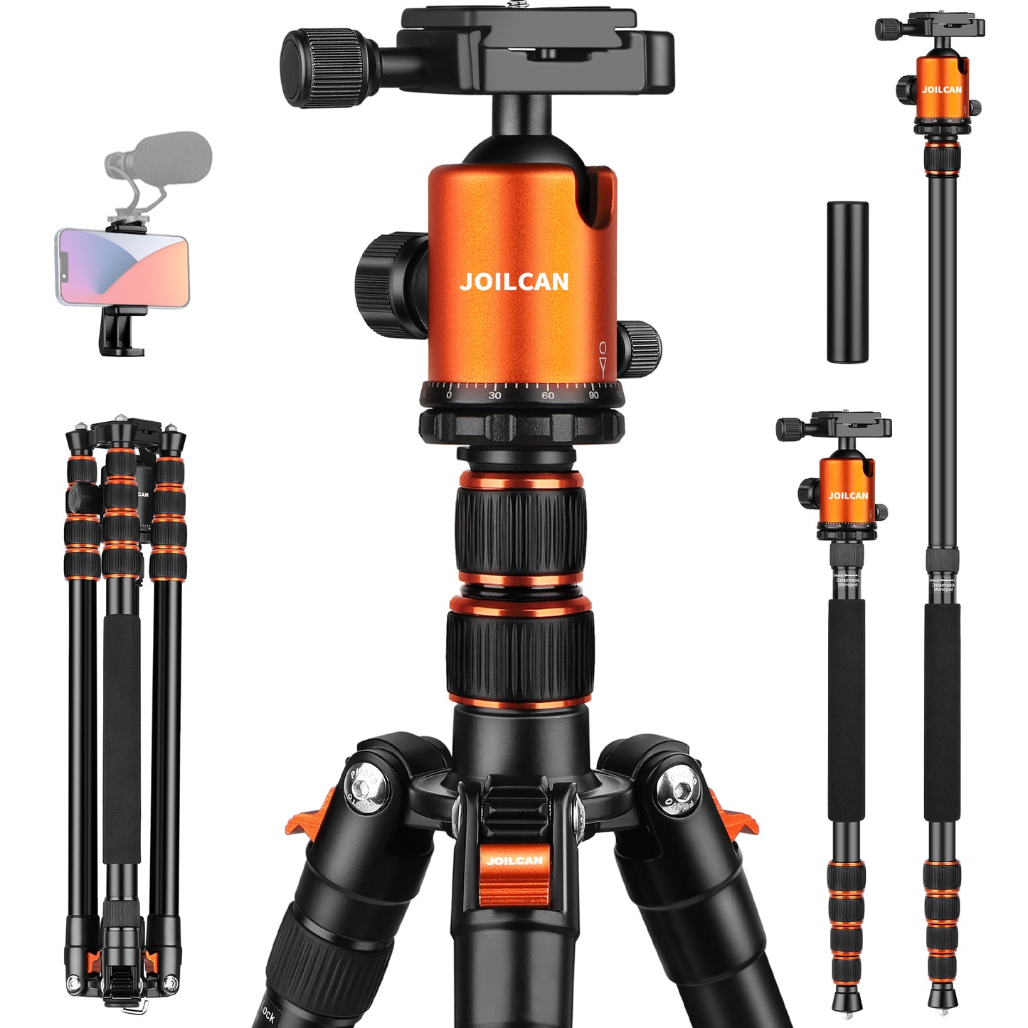 80/85 inches Heavy Duty Tripod for Camera and Phone, 85" Camera Monopod Tripods, DSLR Binoculars Spotting Scope Camcorders Video Tripod Stand, 360 Degree Ball Head, 35 lbs Loads(US)