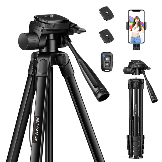 JOILCAN Phone Tripod for iPhone 67 Inch/171cm, Detachable 3 Way Pan Head Aluminum Extendable Camera Tripod Stand with Phone Holder & Wireless Remote Shutter, Smartphone Tripod for Samsung/Android(EU)