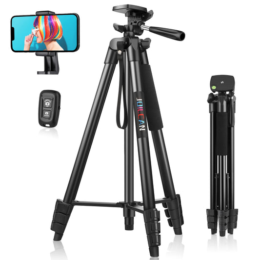 JOILCAN Phone Tripod for iPhone 63inch/161cm, Aluminum Extendable Mobile Phone Tripod Stand with Wireless Remote Shutter, Lightweight Selfie Stick Tripod for Smartphone/Small Camera，for Android/iOS(EU)