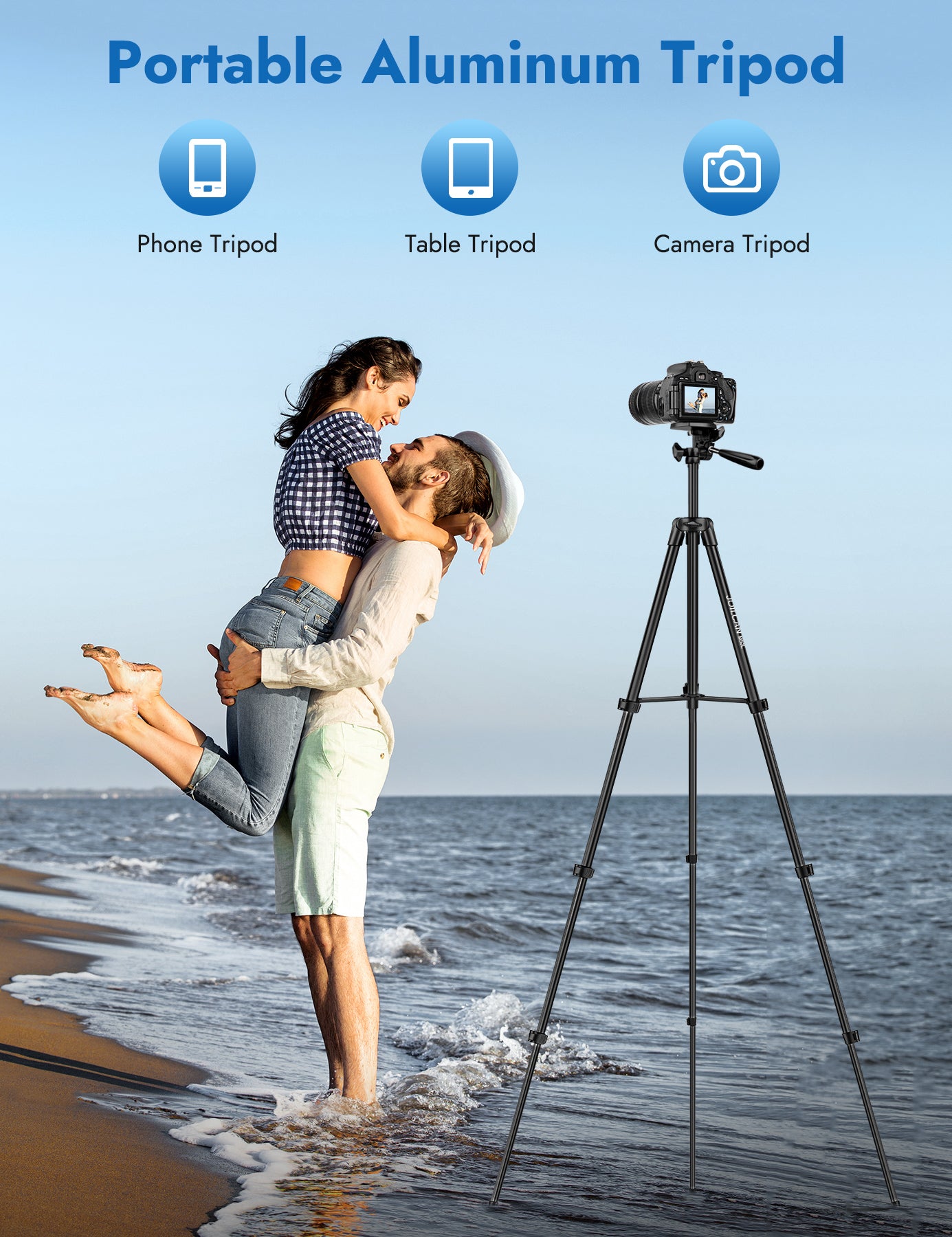 JOILCAN 67" Tripods Camera Tripod, Phone Tablet Tripod for Video Recording Vlog Photo with Remote Carry Bag, Aluminum Lightweight Travel Tripods(US)