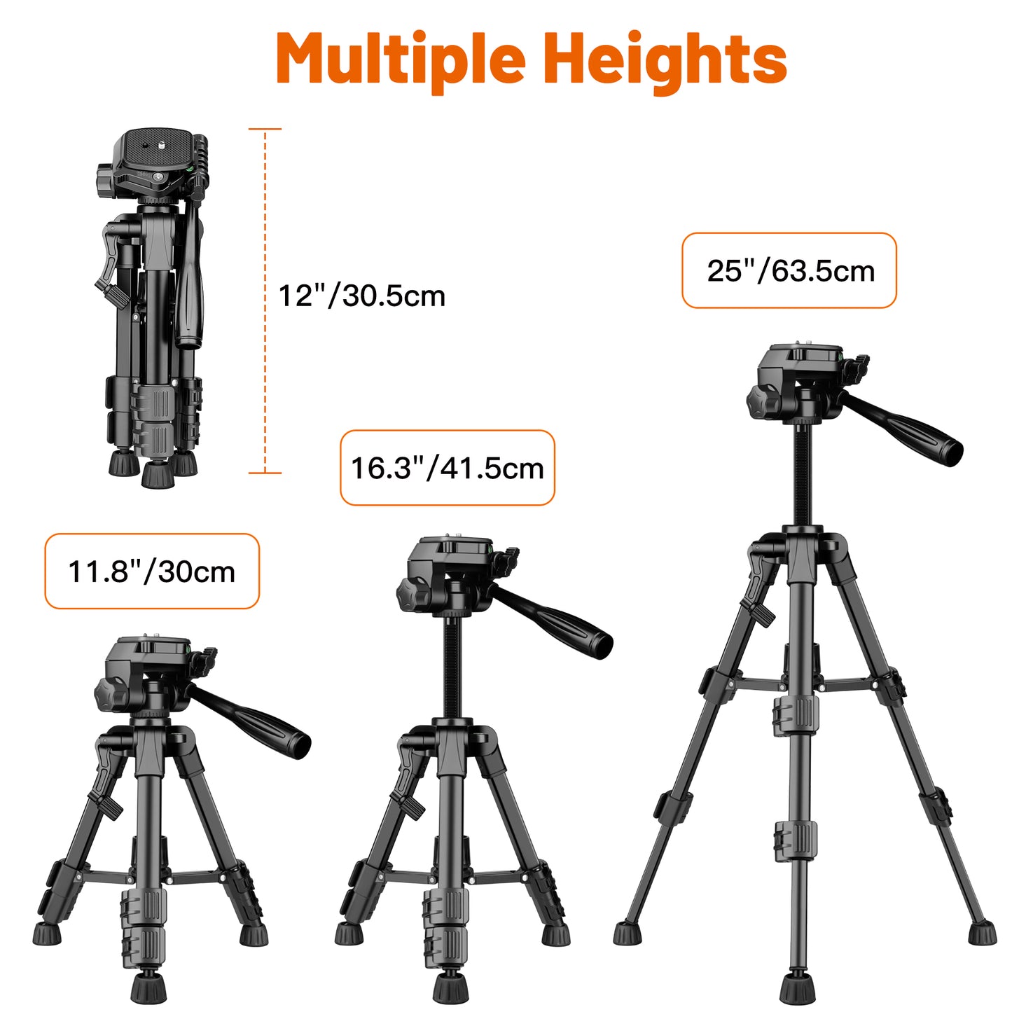 JOILCAN Mini Tripod for Camera, Aluminium 25inch Portable Tripod Stand for iPhone, Lightweight Travel Tripod with Phone Holder & Remote Shutter for Smartphone/DSLR Cameras/Projectors/Video Camcorder(EU)
