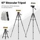Spotting Scope Tripod, 67" Binocular Tripod with Binocular Adapter, 2 QR Plates, Phone/Tablet Holder & Travel Bag, Compatible with Camera/Phone for Bird Watching, Wildlife Observing(US)