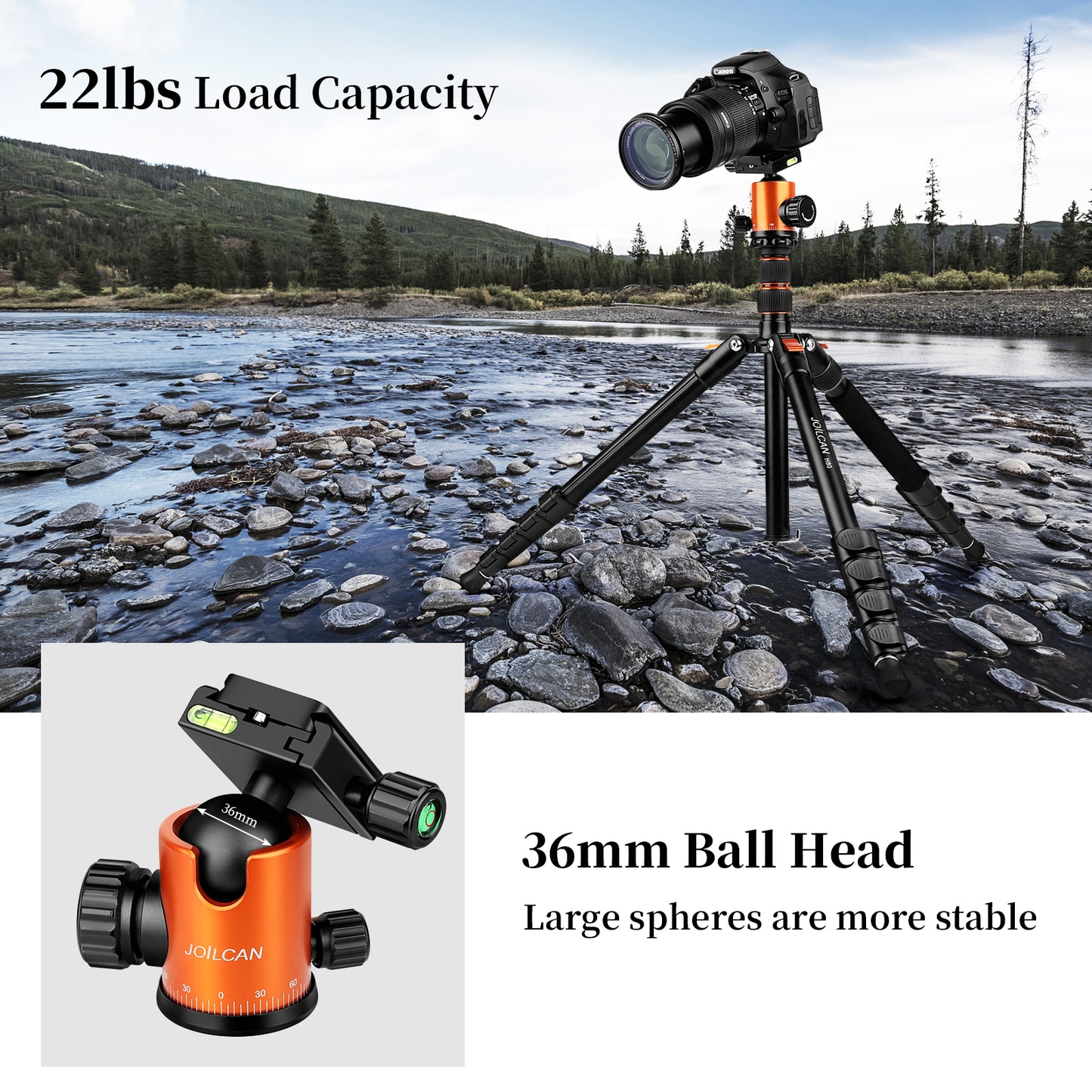 JOILCAN Camera Tripod, 80" Compact Aluminum Tripod Monopod with 360°Panorama Ball Head, Lightweight Travel Tripod with Phone Holder and carrying bag, Max Load 22lbs(EU)