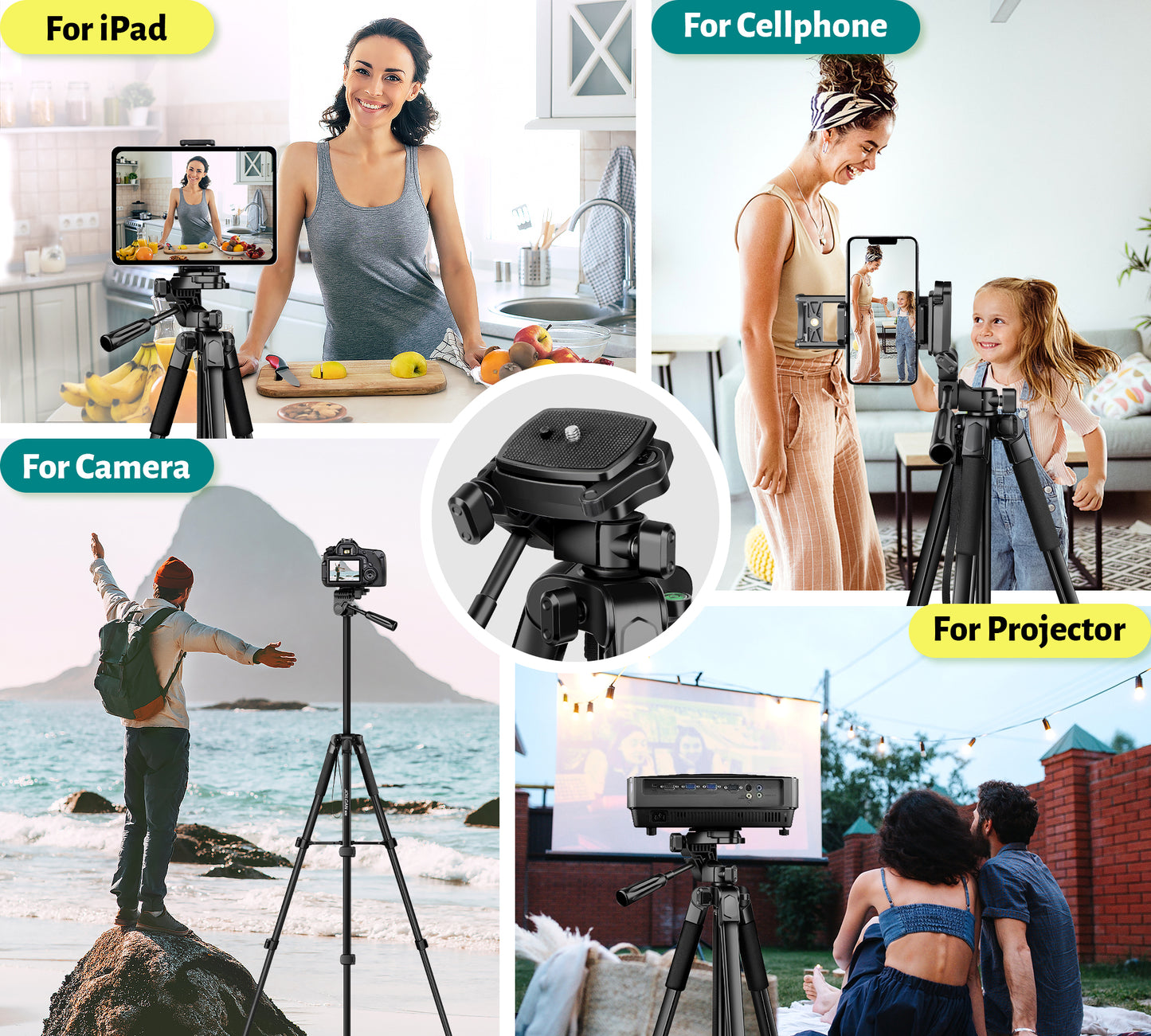 JOILCAN Phone Tripod, 67" Camera Tripod Stand for iPhone iPad, Professional Aluminum Travel Tripods with Wireless Remote and Carry Bag for Cellphone Photo Video Recording Vlog(US)