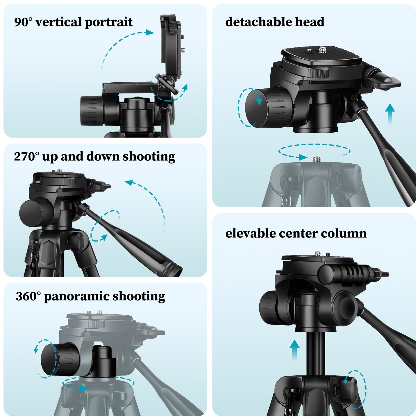 JOILCAN Phone Tripod, 68" Tripod for Phone Stand Video Recording Photos, Travel Floor Tripods Compatible with iPhone Canon Nikon DSLR, Cell Phone Tripods with Remote/Travel Bag(US)