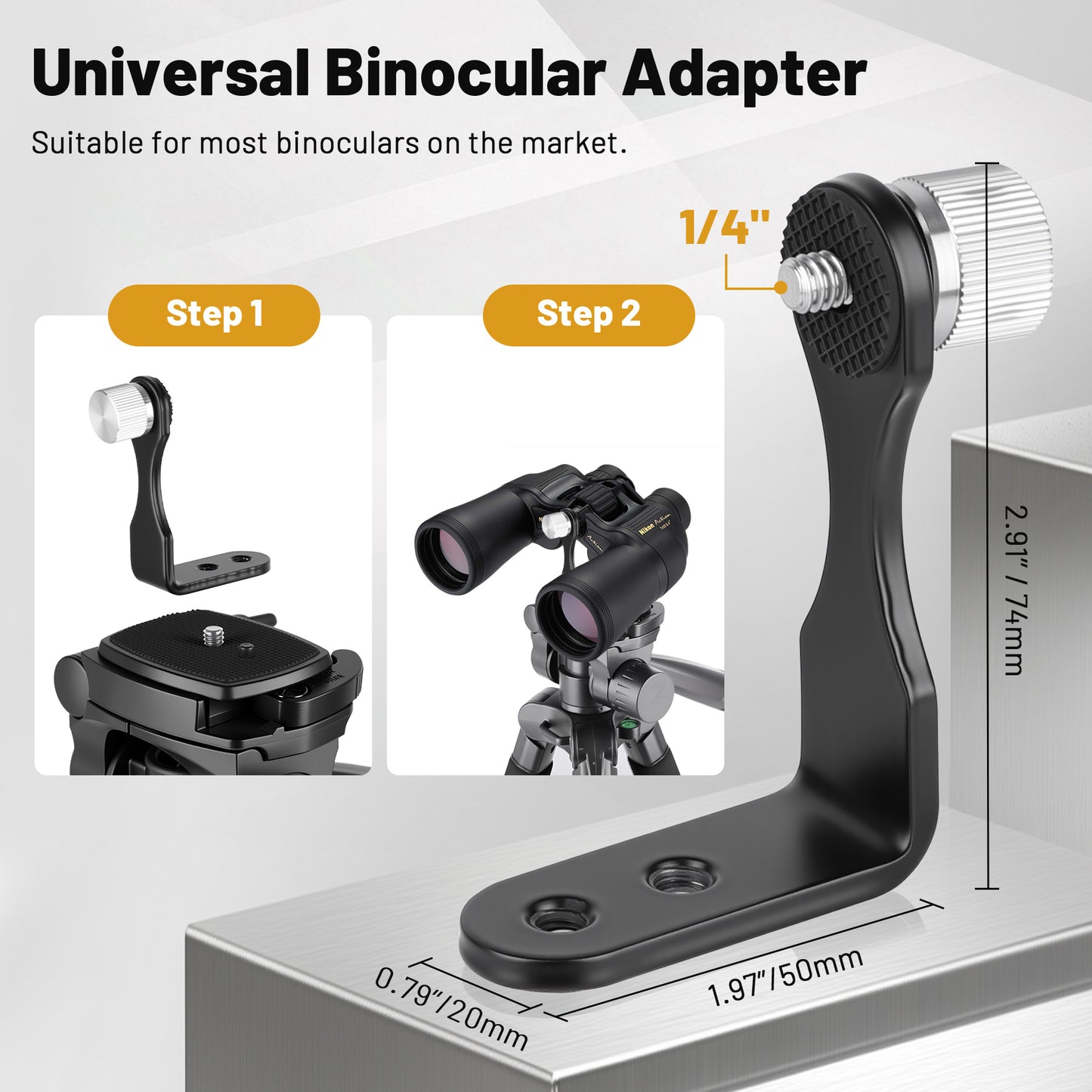 Spotting Scope Tripod, 67" Binocular Tripod with Binocular Adapter, 2 QR Plates, Phone/Tablet Holder & Travel Bag, Compatible with Camera/Phone for Bird Watching, Wildlife Observing(US)