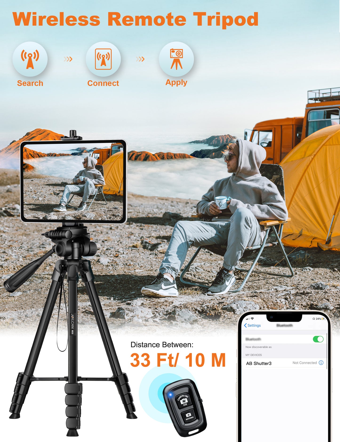JOILCAN Phone Tripod Stand, 68" Tripod for iPad iPhone Tablet with Remote Universal Holder Carry Bag, Travel Aluminum Tripod for Video Recording Photos Vlogging Compatible with iPad Pro iPhone Camera(US)