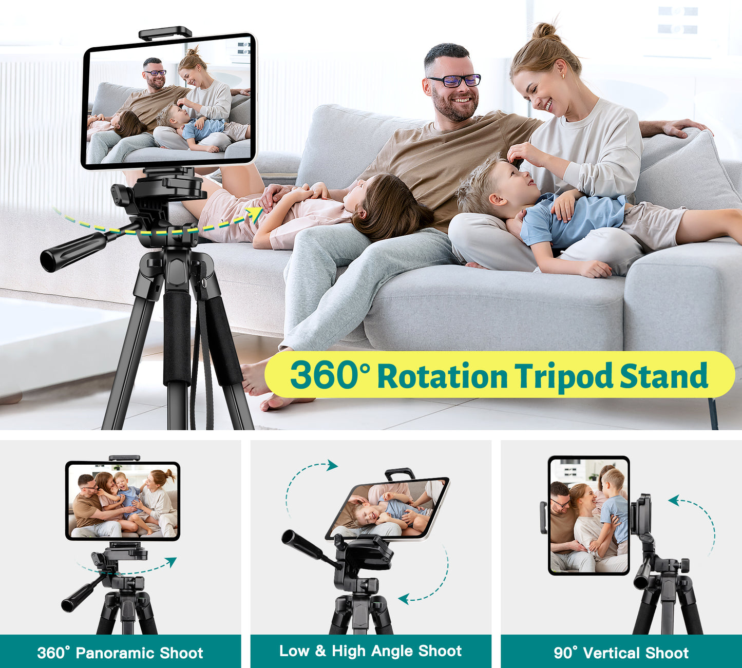 JOILCAN Phone Tripod, 67" Camera Tripod Stand for iPhone iPad, Professional Aluminum Travel Tripods with Wireless Remote and Carry Bag for Cellphone Photo Video Recording Vlog(US)