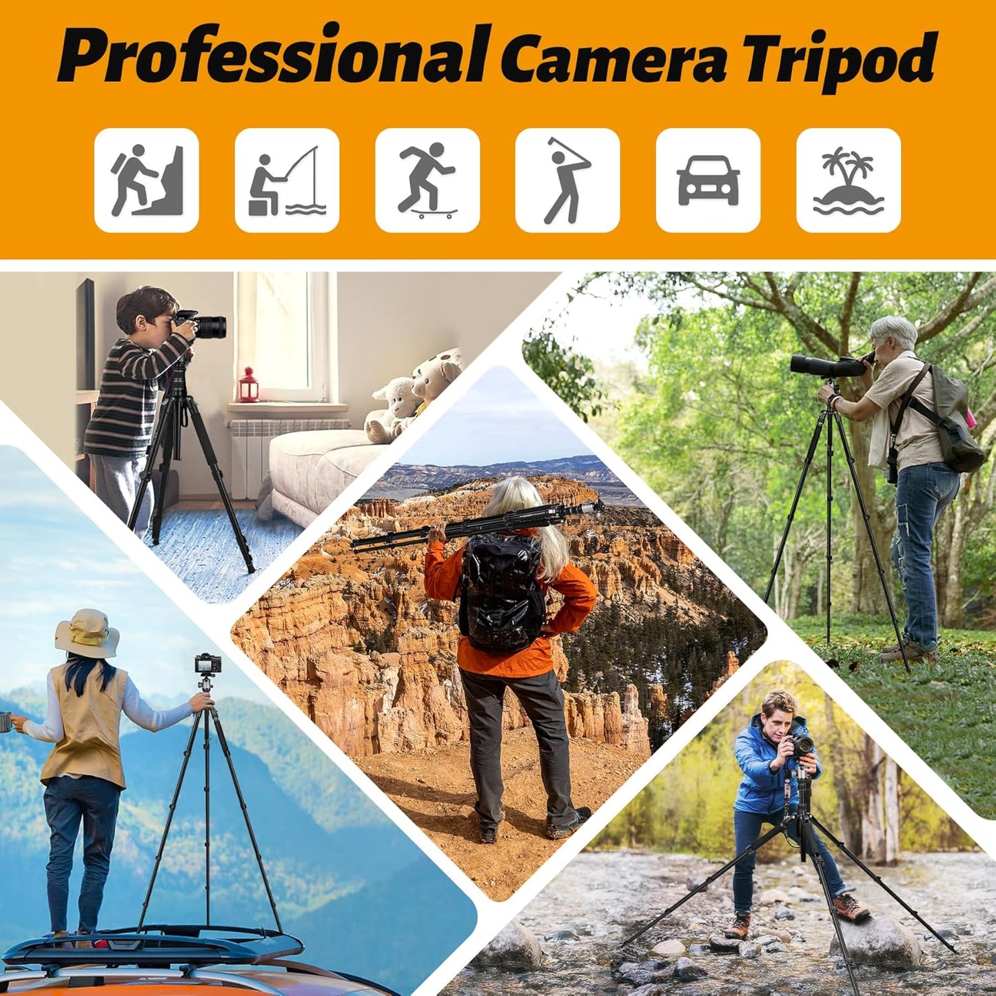 JOILCAN Tripod for Camera, 81" Aluminum Camera Tripod Monopod, Heavy Duty Travel Tripods for Spotting Scope Binoculars Laser Level, Payload 35Lb(US)