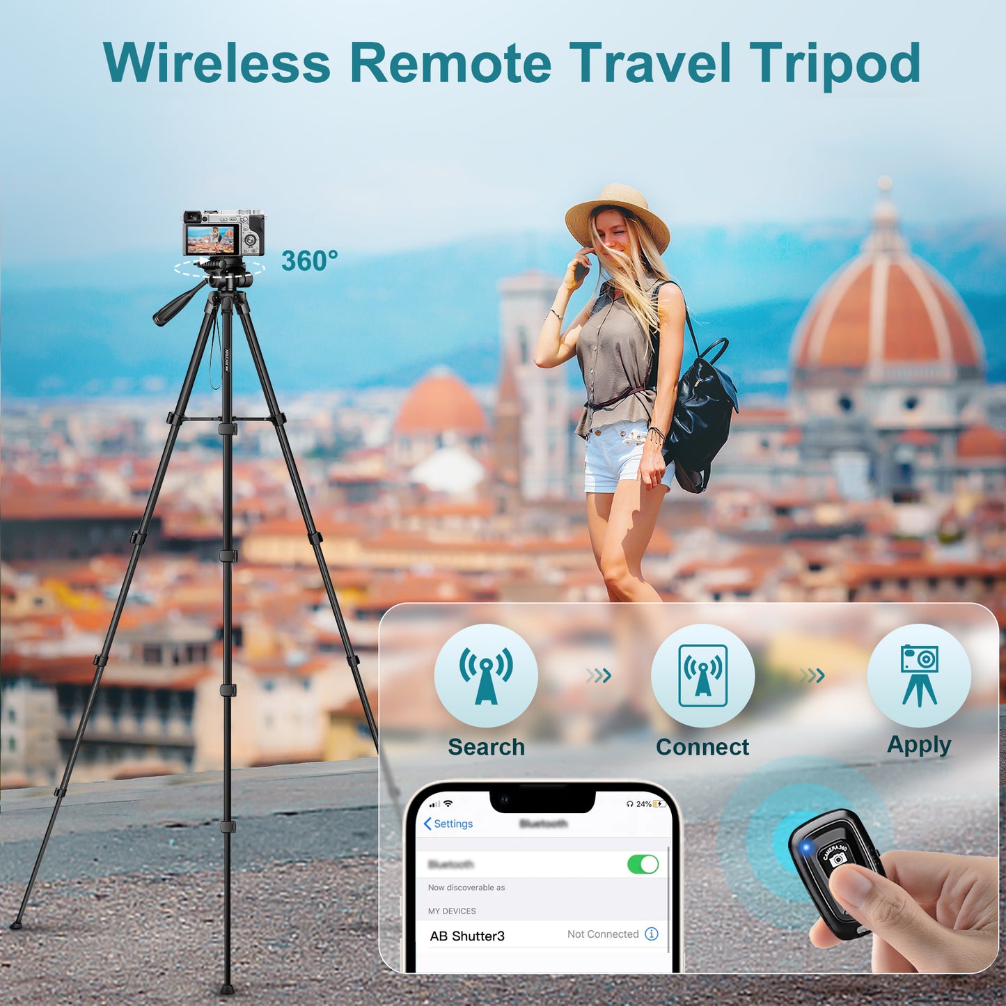 JOILCAN Phone Tripod, 68" Tripod for Phone Stand Video Recording Photos, Travel Floor Tripods Compatible with iPhone Canon Nikon DSLR, Cell Phone Tripods with Remote/Travel Bag(US)