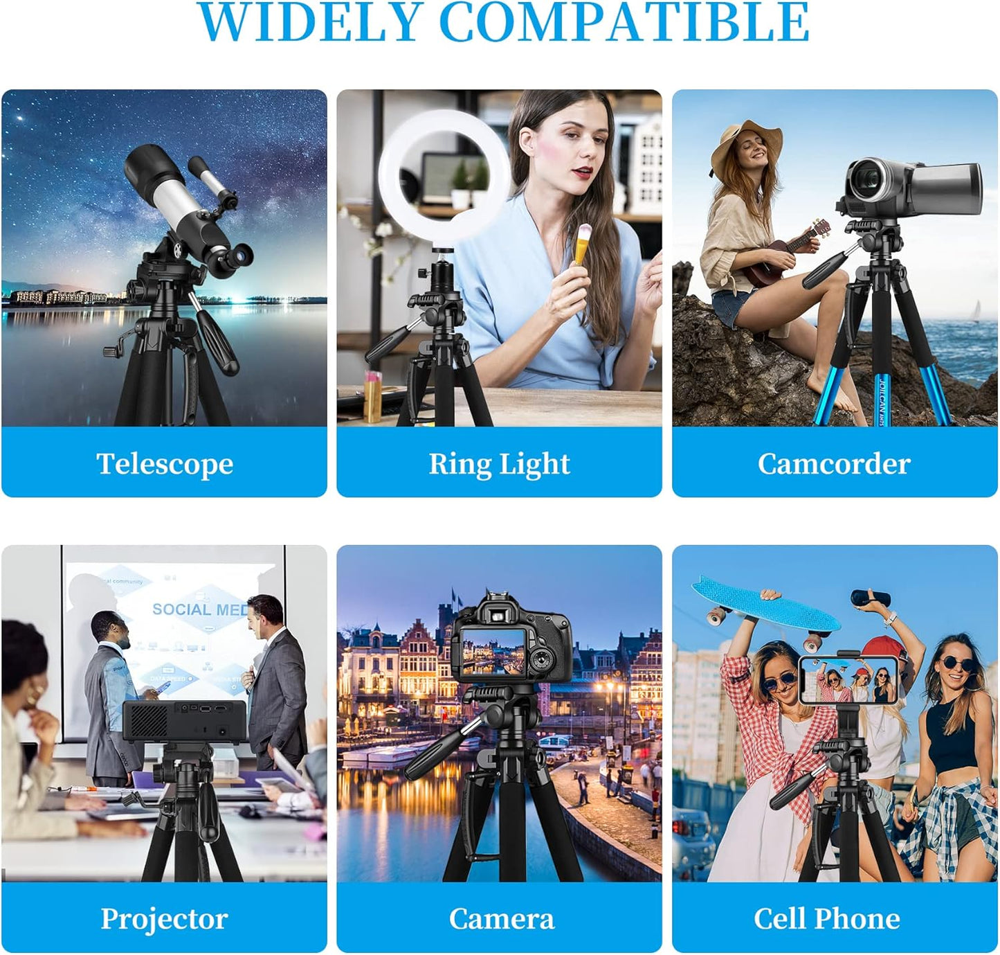 JOILCAN Tripod Camera Tripods, 74" Tripod for Camera Cell Phone Video Recording, Heavy Duty Tall Camera Tripod Stand, Professional Travel DSLR Tripods Compatible with Canon iPhone, Max Load 15 LB (US)