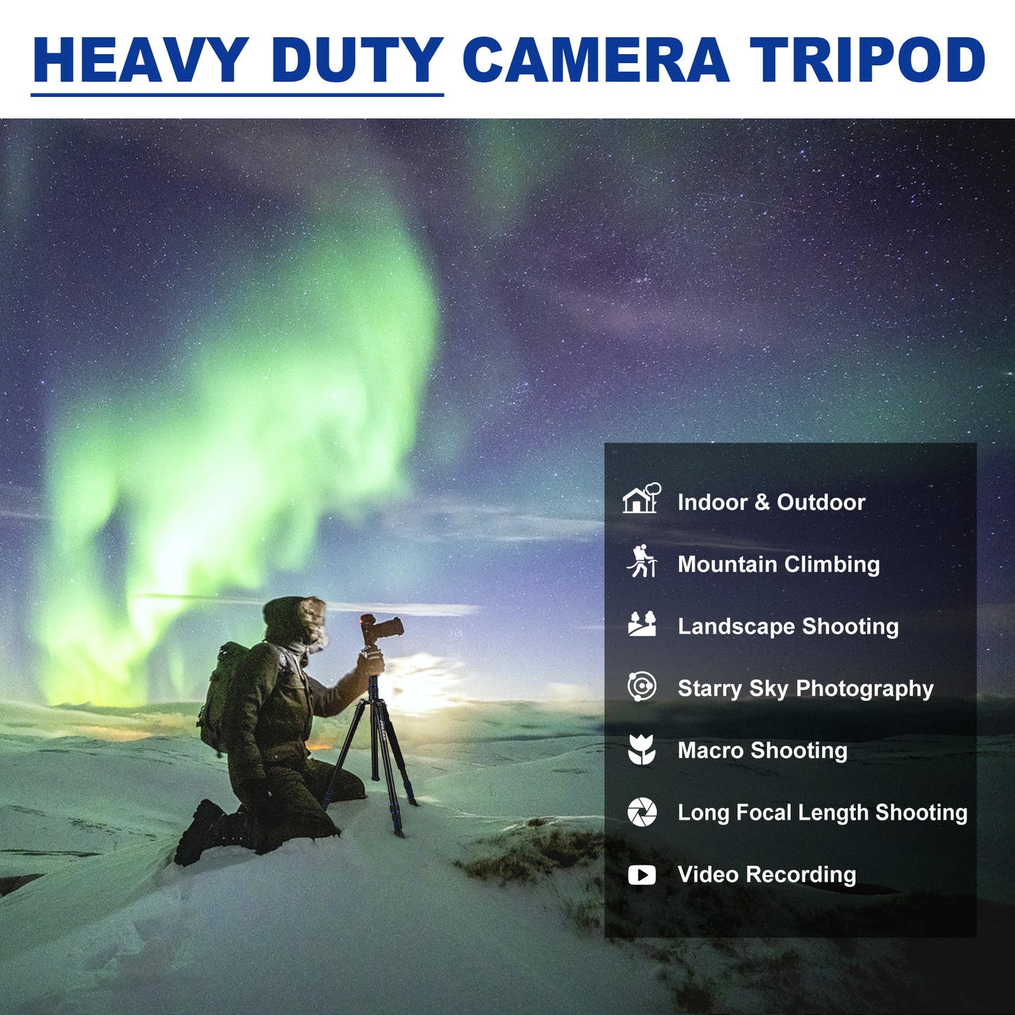 80/85 inches Heavy Duty Tripod for Camera and Phone, 85" Camera Monopod Tripods, DSLR Binoculars Spotting Scope Camcorders Video Tripod Stand, 360 Degree Ball Head, 35 lbs Loads(US)