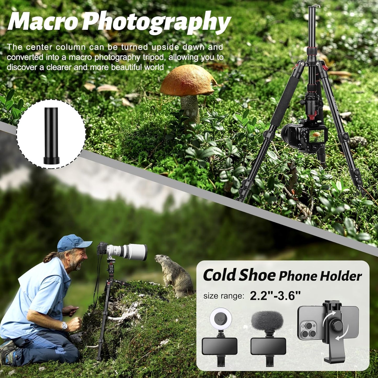 JOILCAN Tripod for Camera, 81" Aluminum Camera Tripod Monopod for DSLR, Heavy Duty Travel Tripods for Spotting Scope Binoculars Laser Level, Payload 35Lb(US