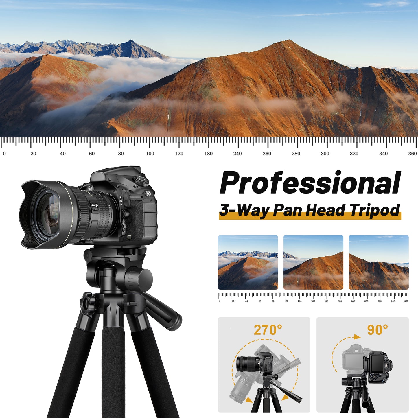 Spotting Scope Tripod, 67" Binocular Tripod with Binocular Adapter, 2 QR Plates, Phone/Tablet Holder & Travel Bag, Compatible with Camera/Phone for Bird Watching, Wildlife Observing(US)