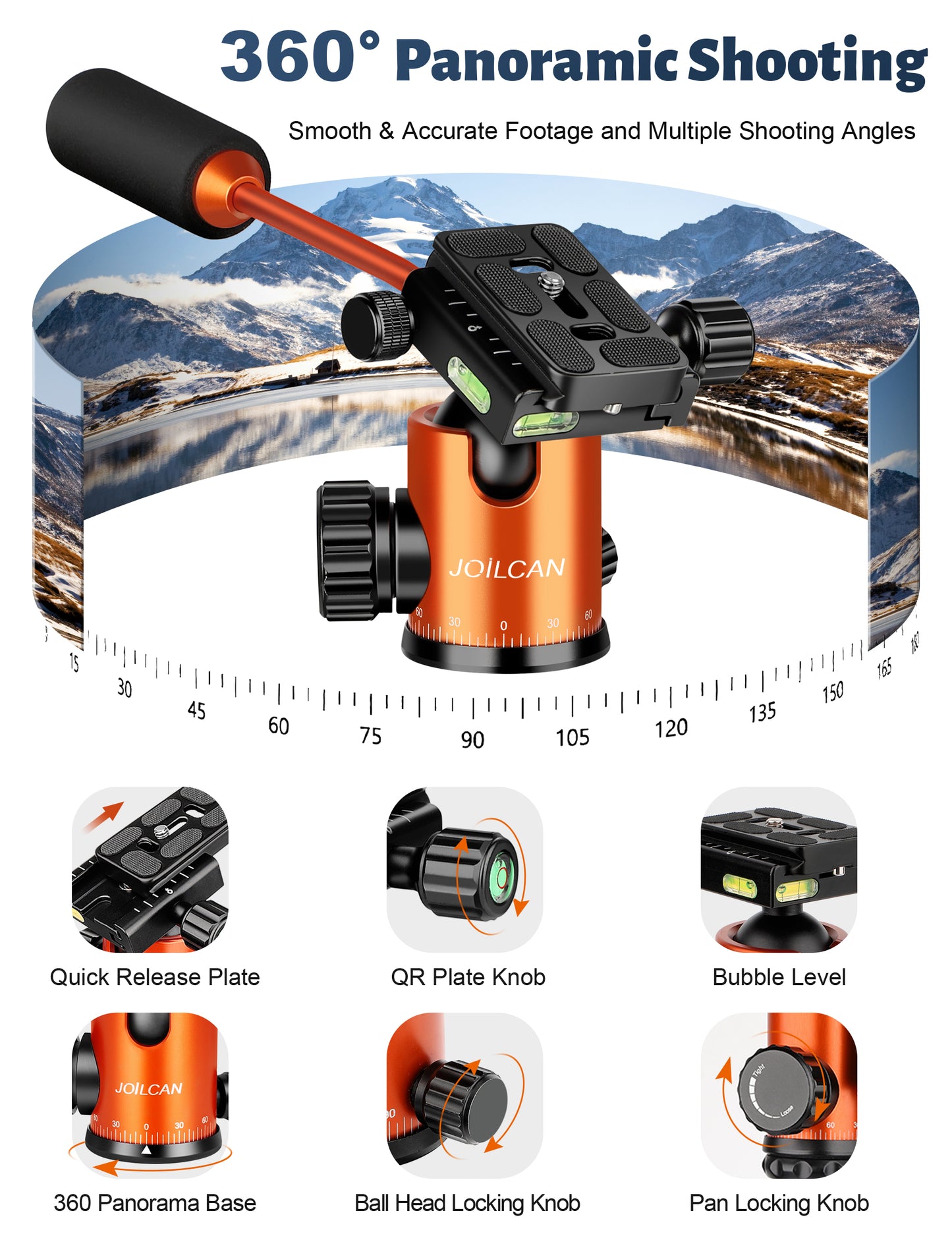 JOILCAN Camera Tripod, 83" Aluminum Tripods & Monopods with Metal Handle, Heavy Duty Tripod for DSLR Camera Lasers Binoculars Telescope Spotting Scope, Payload 35Lb(US）