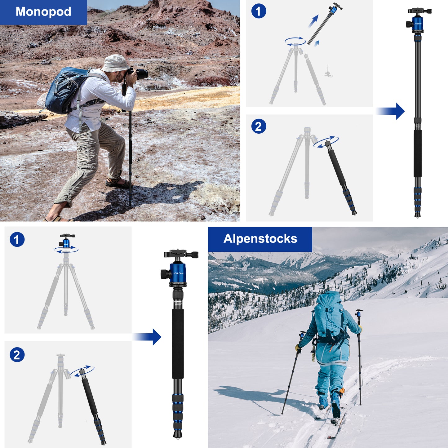 80/85 inches Heavy Duty Tripod for Camera and Phone, 85" Camera Monopod Tripods, DSLR Binoculars Spotting Scope Camcorders Video Tripod Stand, 360 Degree Ball Head, 35 lbs Loads(US)