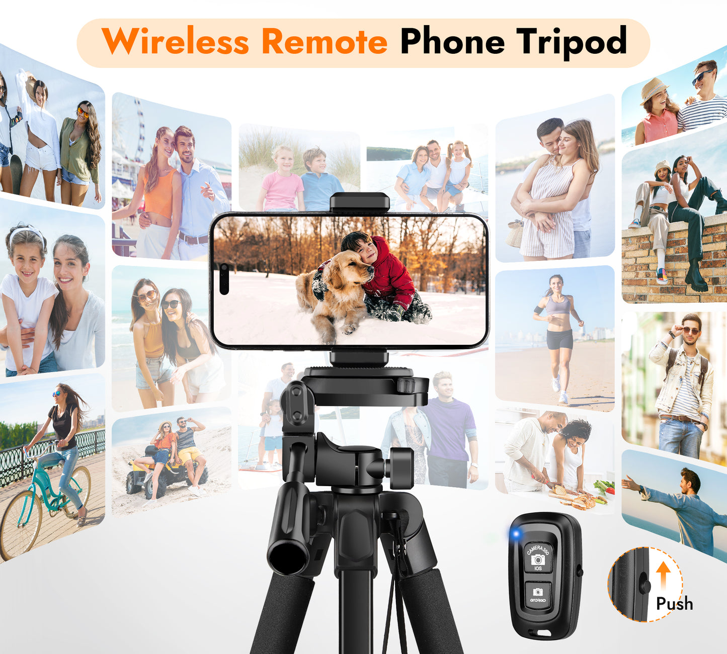 JOILCAN Phone Tripod Stand - 67" Aluminum Extendable Tripod with Remote, Portable Tripods for iPhone Photos Selfie & Video, Compatible with iPhone DSLR Camera Projector(US)