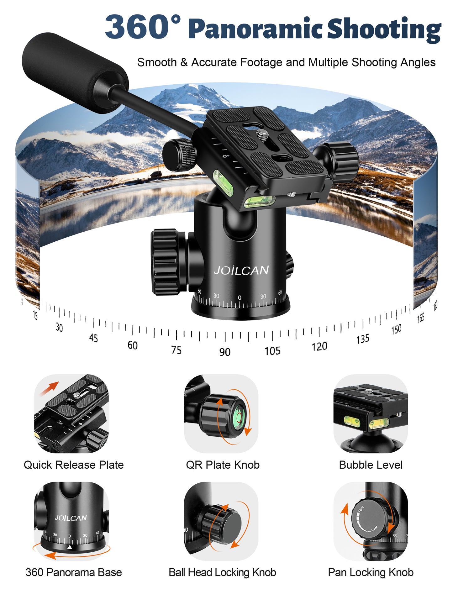 JOILCAN Camera Tripod, 83" Aluminum Tripods & Monopods with Metal Handle, Heavy Duty Tripod for DSLR Camera Lasers Binoculars Telescope Spotting Scope, Payload 35Lb(US)