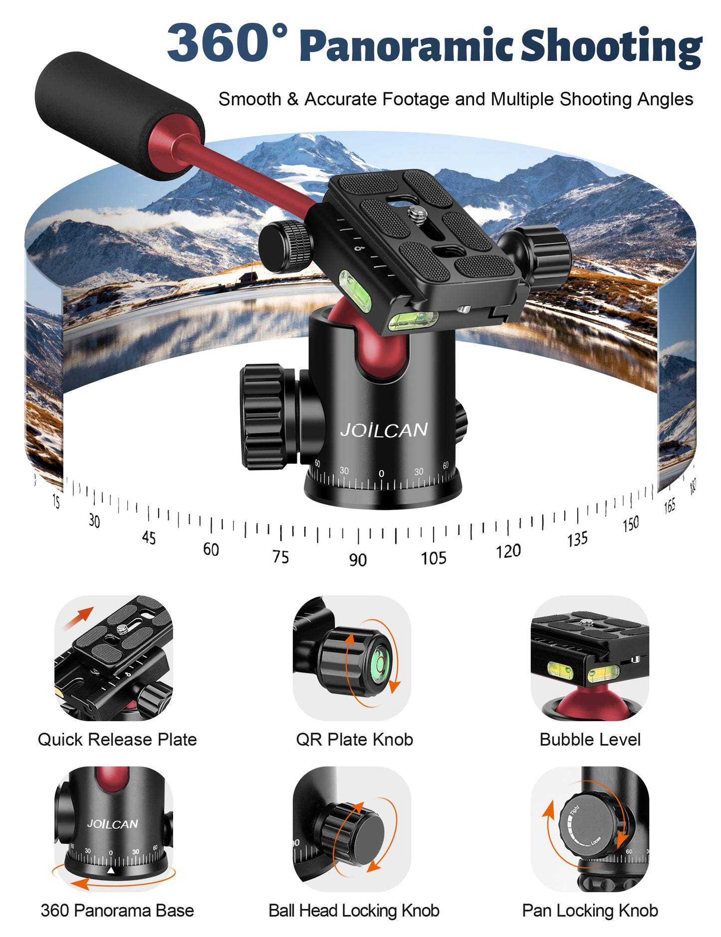 JOILCAN Camera Tripod, 83" Heavy Duty Aluminum Tripod for DSLR/Camera/Smartphone - with Handle, Converts to Monopod, Holds 35lbs(US
