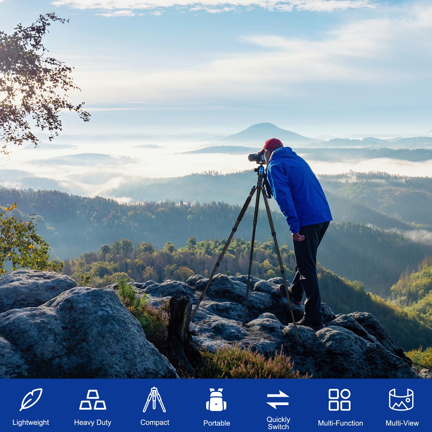 80/85 inches Heavy Duty Tripod for Camera and Phone, 85" Camera Monopod Tripods, DSLR Binoculars Spotting Scope Camcorders Video Tripod Stand, 360 Degree Ball Head, 35 lbs Loads(US)