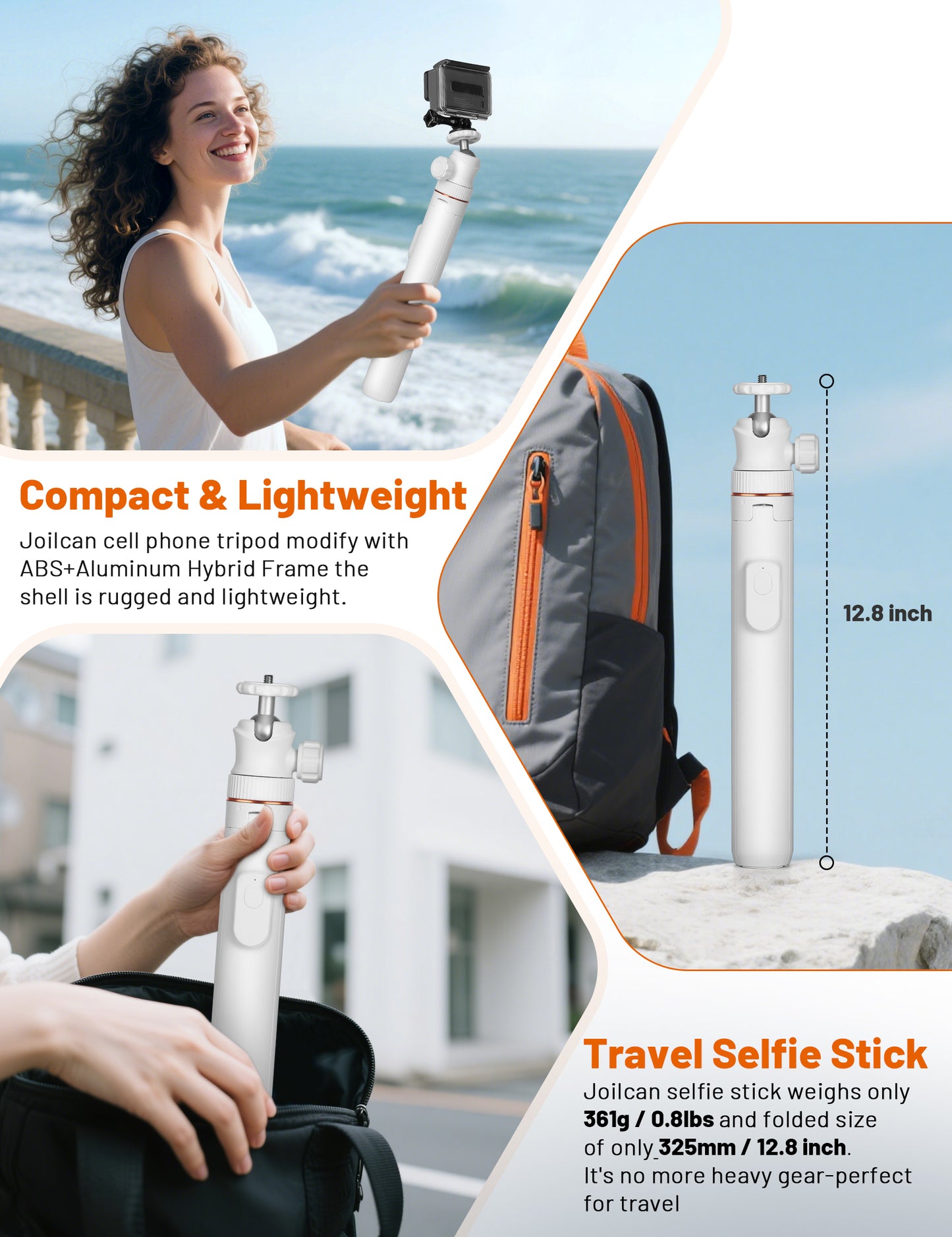 JOILCAN Tripod for iPhone & Camera, 64" Selfie Stick with 360° Ball Head Remote & Phone Holder, Extendable Portable Phone Tripod Stand for Travel Vlog Compatible with Canon Sony DLSR DJI(US)