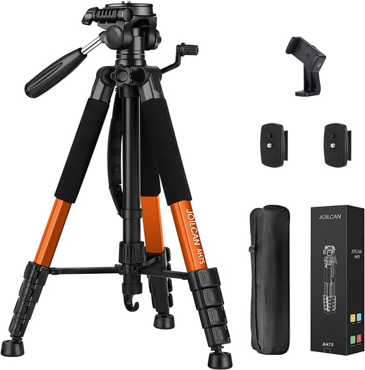 Tripod Camera Tripods, 74" Tripod for Camera Cell Phone Video Photography, Heavy Duty Tall Camera Stand Tripod, Professional Travel DSLR Tripods Compatible with Canon Nikon iPhone, Max Load 15 LB(USA)