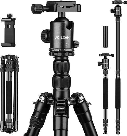 Victiv 80 inch Tripod for Camera, Aluminum Tripod for DSLR,Monopod, Lightweight Tripod with 360 Degree Ball Head Stable for Travel and Work 18.5"-80",24lb Load (Black)(USA)