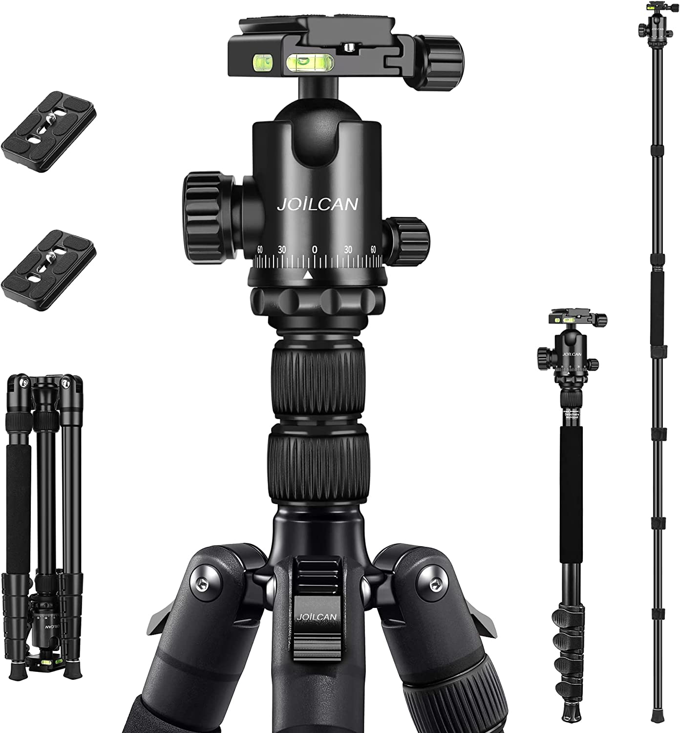 Tripod for Camera, 81" Camera Tripod Stand, 83 inches DSLR Tripods & Monopods, Heavy Duty Travel Tripod for Binoculars Laser Level Spotting Scope Telescope, Professional Complete Tripod Units(USA)