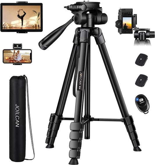 Camera Tripod, 68" Tripod Stand for Phone Tablet Photo Video, Travel Floor Tripods Compatible with iPad Pro iPhone Canon Nikon DSLR, Cell Phone Tripods with Remote/Travel Bag / 2 in 1 Mount(USA)