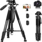 JOILCAN Camera Tripod for Canon Nikon DSLR, Lightweight Aluminum Travel Tripod Stand 11 lbs Load with Universal Phone Mount and 2 pcs Quick Plates(EU)