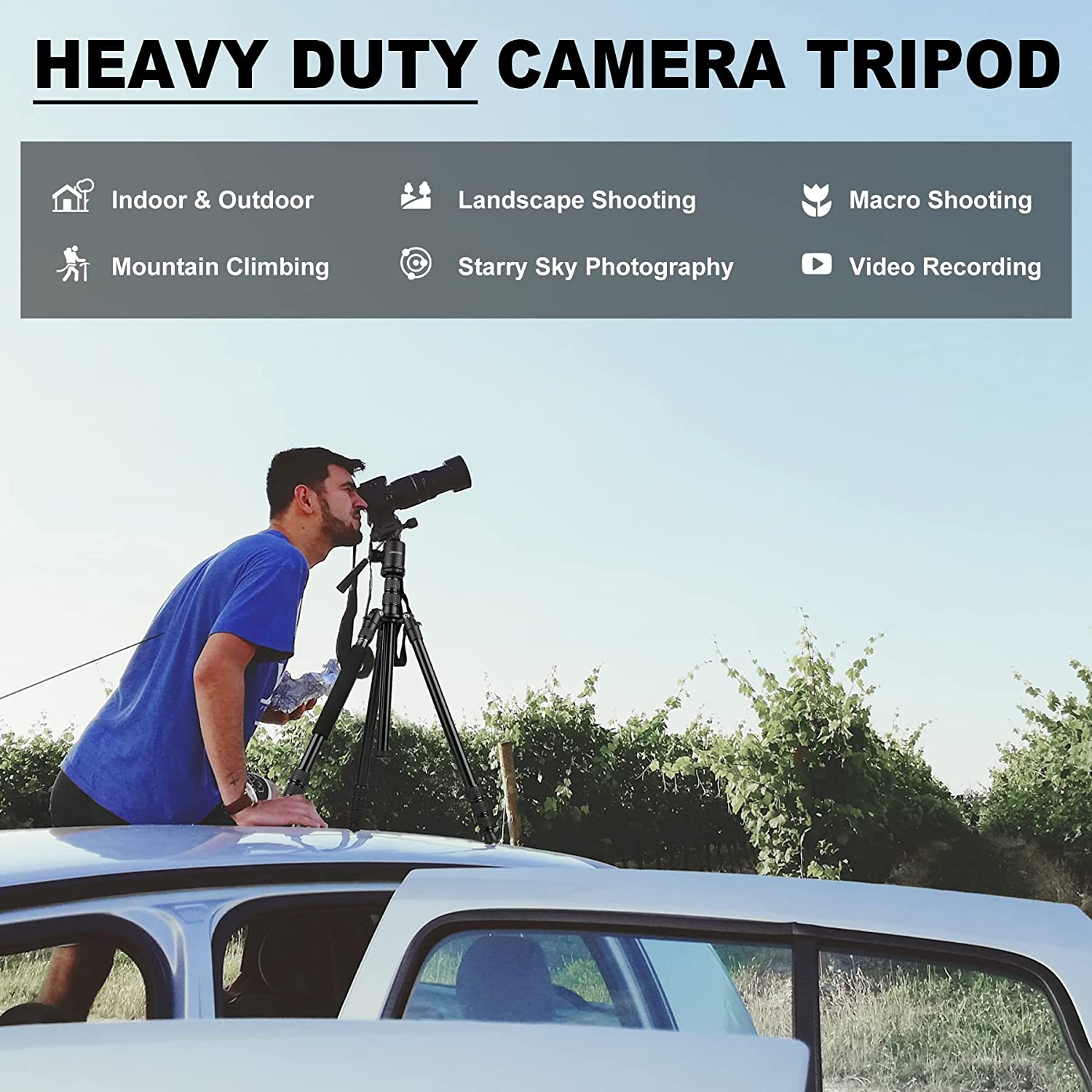 HEIPI Camerastatief 3-in-1 reisstatief, lichtgewicht statief, camerastandaard met universele telefoonhouder, professionele DSLR-statieven voor reizen, compatibel met mobiele telefoons, projector HEIPI Camerastatief 3-in-1 reisstatief, lichtgewicht statief, camerastandaard met universele telefoonhouder, professionele DSLR-statieven voor reizen, compatibel met mobiele telefoons, projector