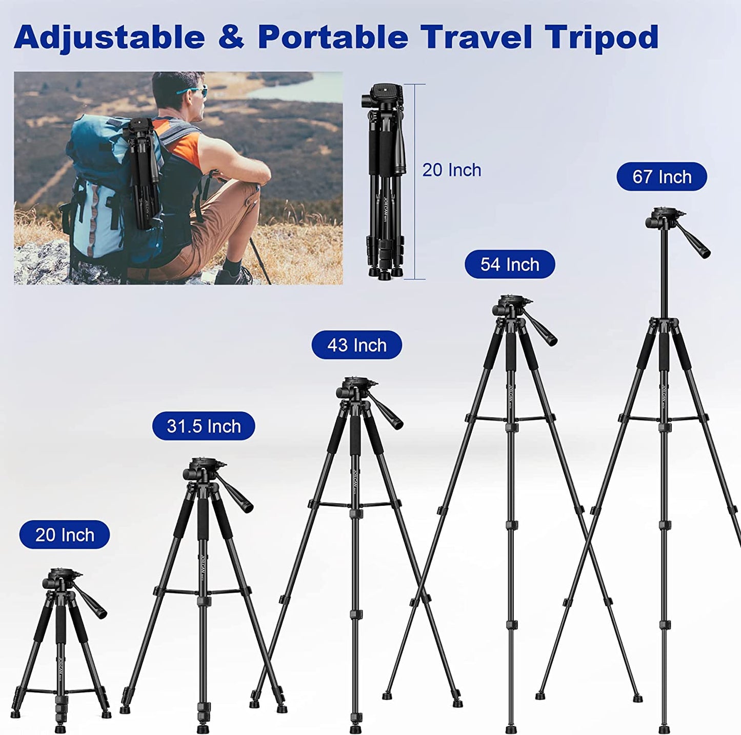 Camera Tripod, 67" Tripod for Camera Stand, Heavy Duty Tripod with Remote & Travel Bag for Projectors, Lasers, DSLR, Webcam, Aluminum Phone Tripod for Video Recording Photo Vlogging(USA)