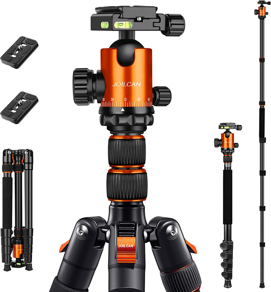 Tripod for Camera, 81" Camera Tripod Stand, 83 inches DSLR Tripods & Monopods, Heavy Duty Travel Tripod for Binoculars Laser Level Spotting Scope Telescope, Professional Complete Tripod Units(USA)