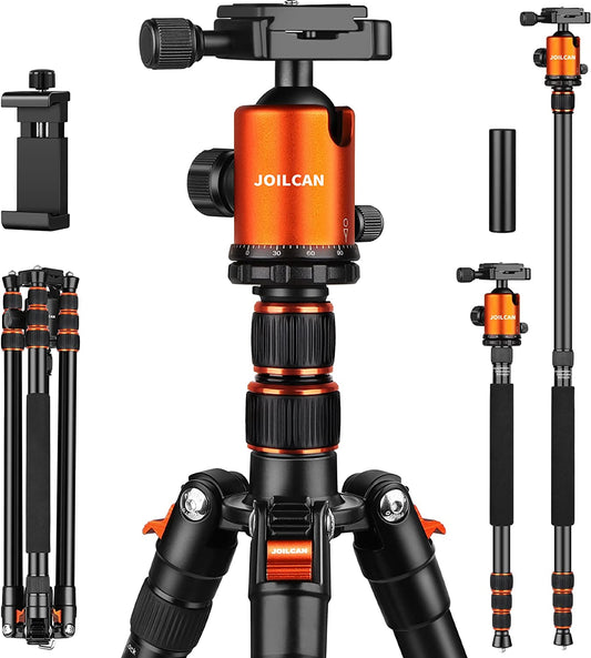 Victiv 80 inch Tripod for Camera, Aluminum Tripod for DSLR,Monopod, Lightweight Tripod with 360 Degree Ball Head Stable for Travel and Work 18.5"-80",24lb Load (Black)(USA)