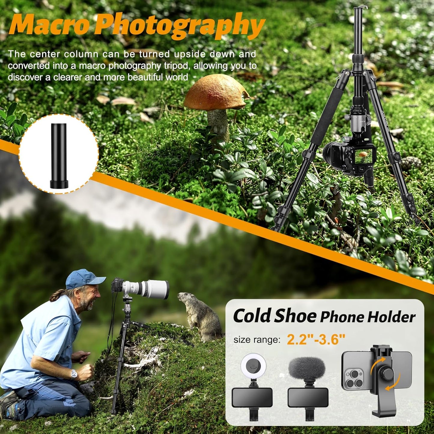 JOILCAN Tripod for Camera, 81" Aluminum Camera Tripod Monopod, Heavy Duty Travel Tripods for Spotting Scope Binoculars Laser Level, Payload 35Lb(US)